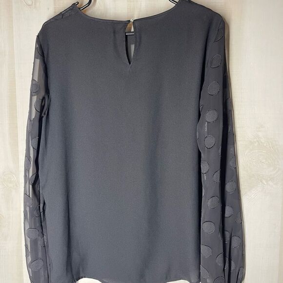 Calvin‎ Klein new black long sleeve see through sleeve, top blouse, size large - Picture 6 of 14